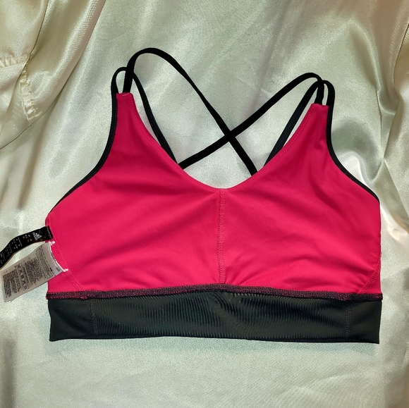 ADIDAS Medium Sports Bra Top Criss Cross Straps FUSHIA Gray NWT - Picture 7 of 8